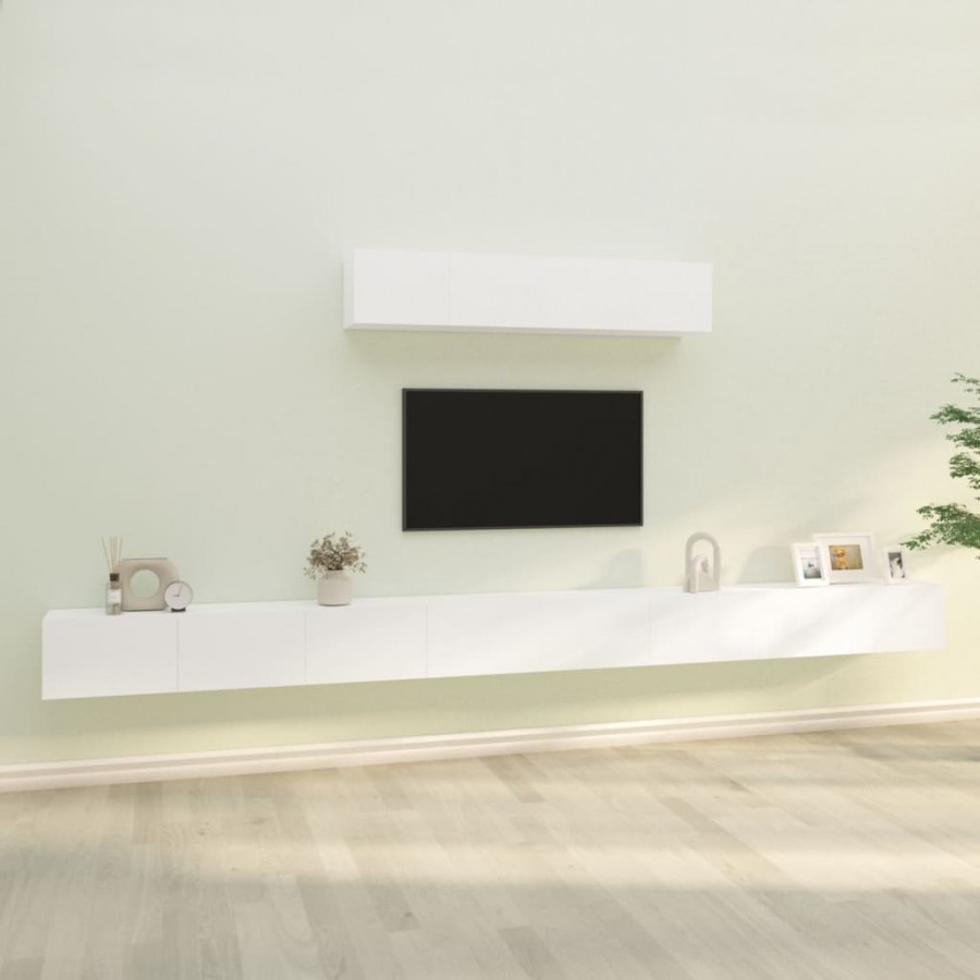 Ensemble de meubles TV 6 pcs Blanc Bois d'ingénierie