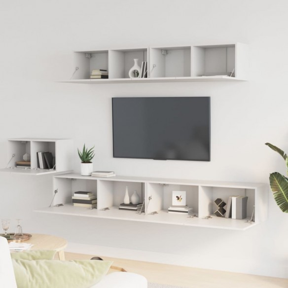 Ensemble de meubles TV 5 pcs Blanc Bois d'ingénierie