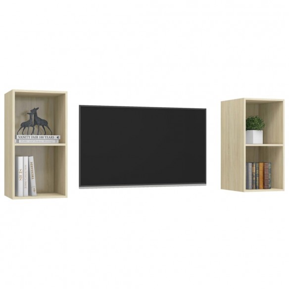 Meubles TV muraux 2 pcs Chêne sonoma Aggloméré