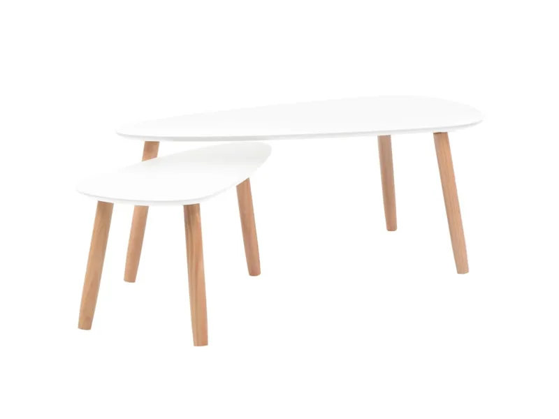 Ensemble de tables basses 2 pcs Bois de pin massif Blanc