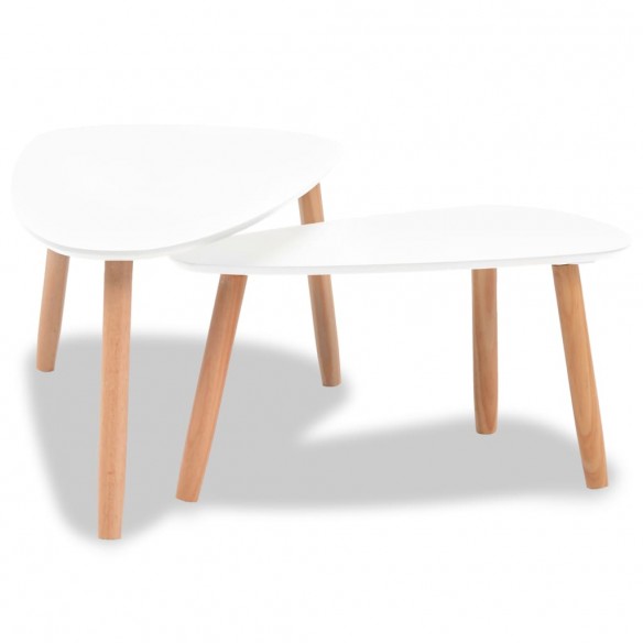 Ensemble de tables basses 2 pcs Bois de pin massif Blanc