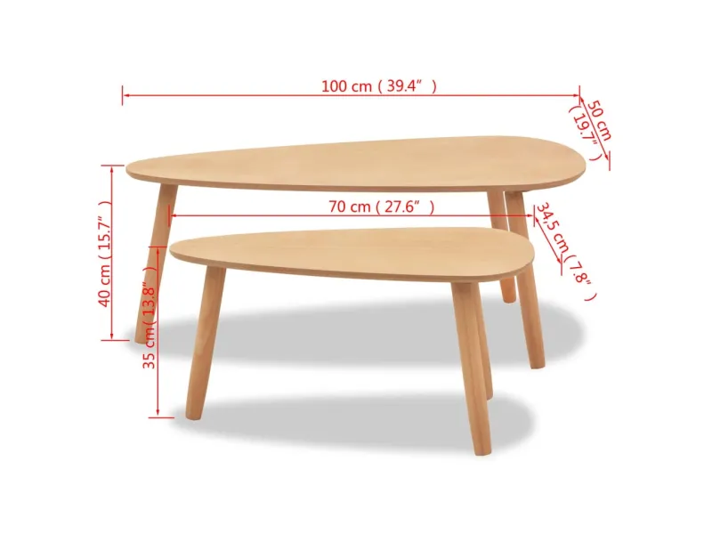 Ensemble de tables basses 2 pcs Bois de pin massif Marron