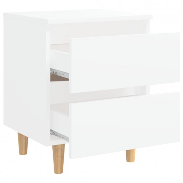 Table de chevet avec pieds en pin Blanc 40x35x50 cm