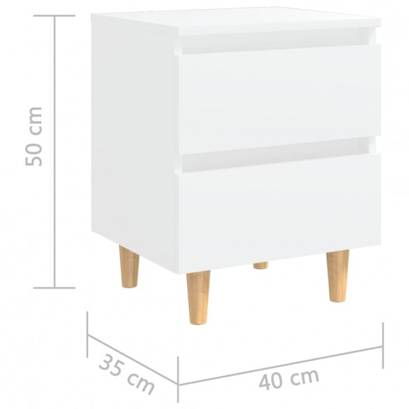 Table de chevet avec pieds en pin Blanc 40x35x50 cm