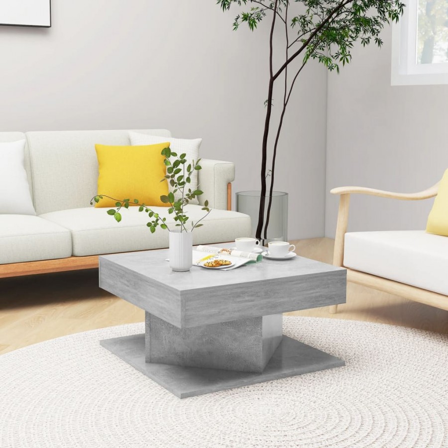 Table basse Gris béton 57x57x30 cm Aggloméré