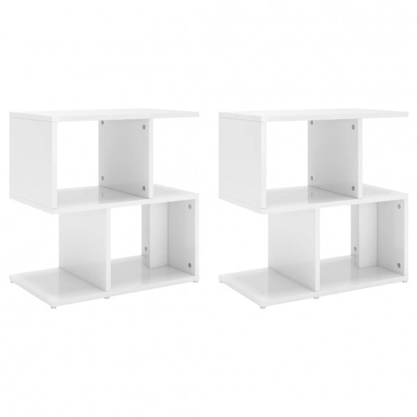 Tables de chevet 2 pcs Blanc brillant 50x30x51,5 cm Aggloméré