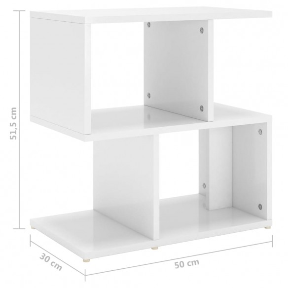 Tables de chevet 2 pcs Blanc brillant 50x30x51,5 cm Aggloméré