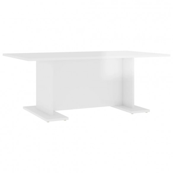 Table basse Blanc brillant 103,5x60x40 cm Aggloméré