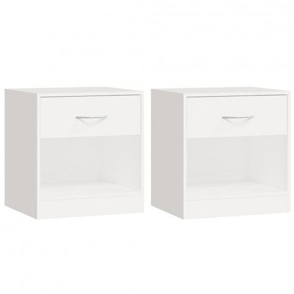 Table de chevet 2 pcs avec tiroir Blanc