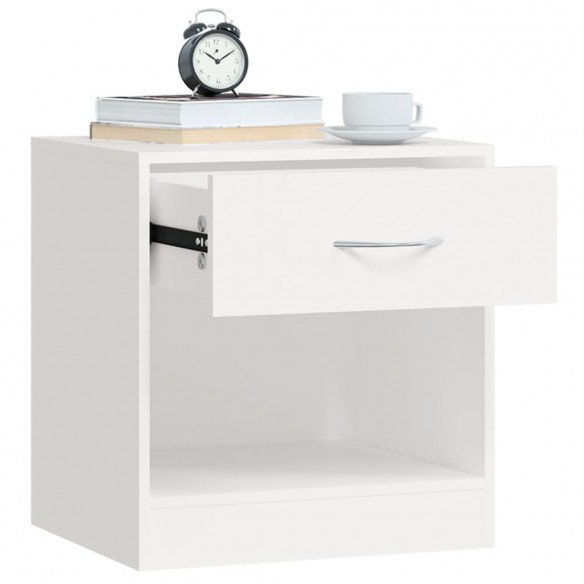 Table de chevet 2 pcs avec tiroir Blanc