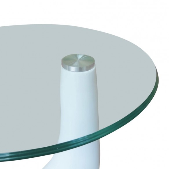 Table basse avec dessus de table en verre rond Blanc brillant