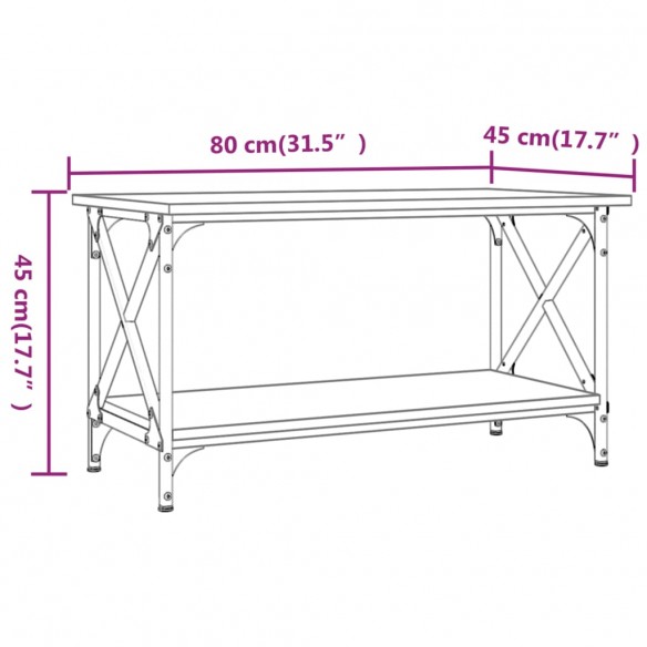 Table basse Chêne fumé 80x45x45 cm Bois d'ingénierie et fer