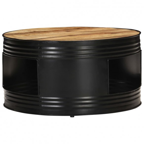 Table basse Noir 68x68x36 cm Bois massif de manguier brut