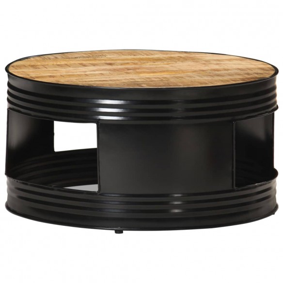 Table basse Noir 68x68x36 cm Bois massif de manguier brut