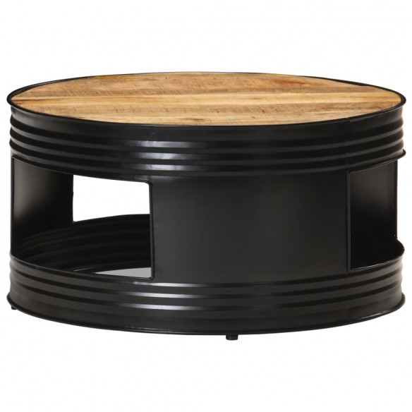 Table basse Noir 68x68x36 cm Bois massif de manguier brut