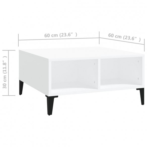 Table basse Blanc 60x60x30 cm Aggloméré