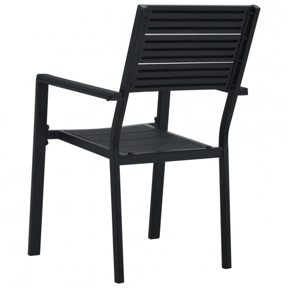 Chaises de jardin 2 pcs Noir PEHD Aspect de bois