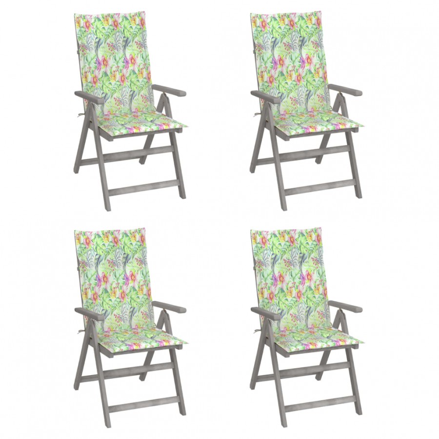 Chaises inclinables de jardin 4 pcs avec coussins Bois d'acacia