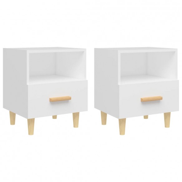 Tables de chevet 2 pcs Blanc 40x35x47 cm