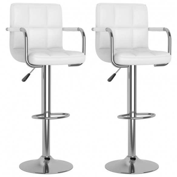 Tabourets de bar lot de 2 blanc similicuir