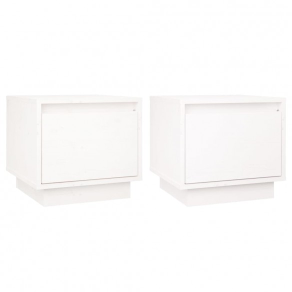 Tables de chevet 2 pcs Blanc 35x34x32 cm Bois de pin solide