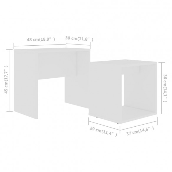 Ensemble de tables basses Blanc 48x30x45 cm Aggloméré