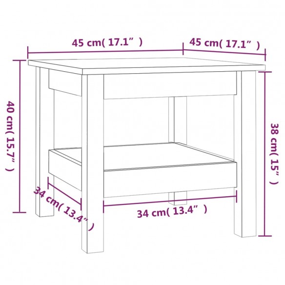 Table basse Blanc 45x45x40 cm Bois massif de pin