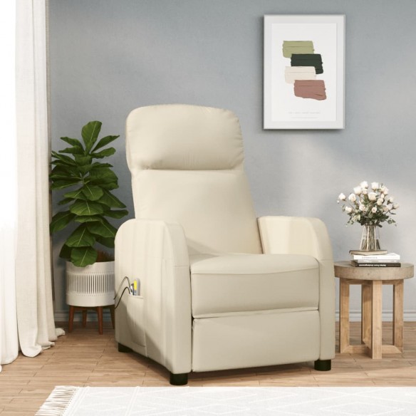 Fauteuil électrique de massage Crème blanc Similicuir