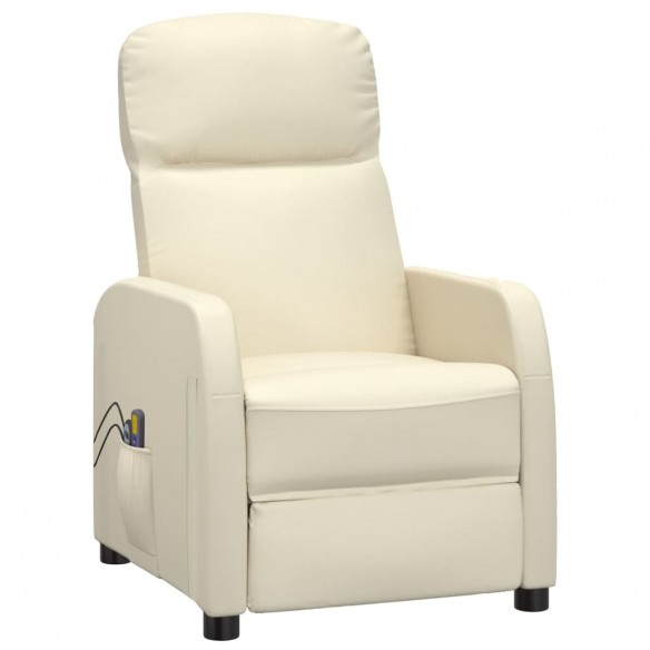 Fauteuil électrique de massage Crème blanc Similicuir