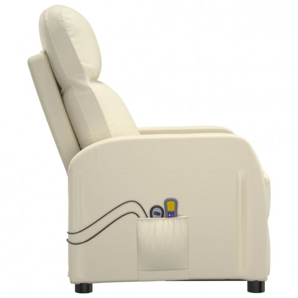 Fauteuil électrique de massage Crème blanc Similicuir