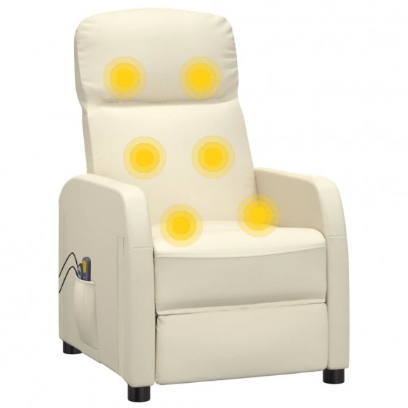 Fauteuil électrique de massage Crème blanc Similicuir