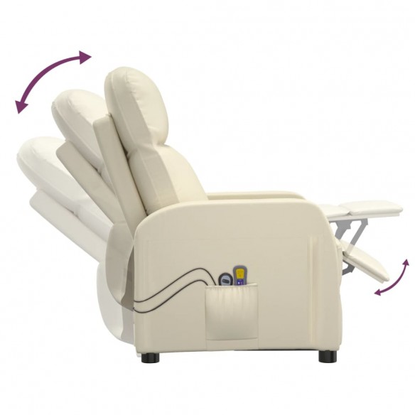 Fauteuil électrique de massage Crème blanc Similicuir