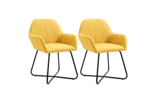 Chaises à manger lot de 2 jaune tissu