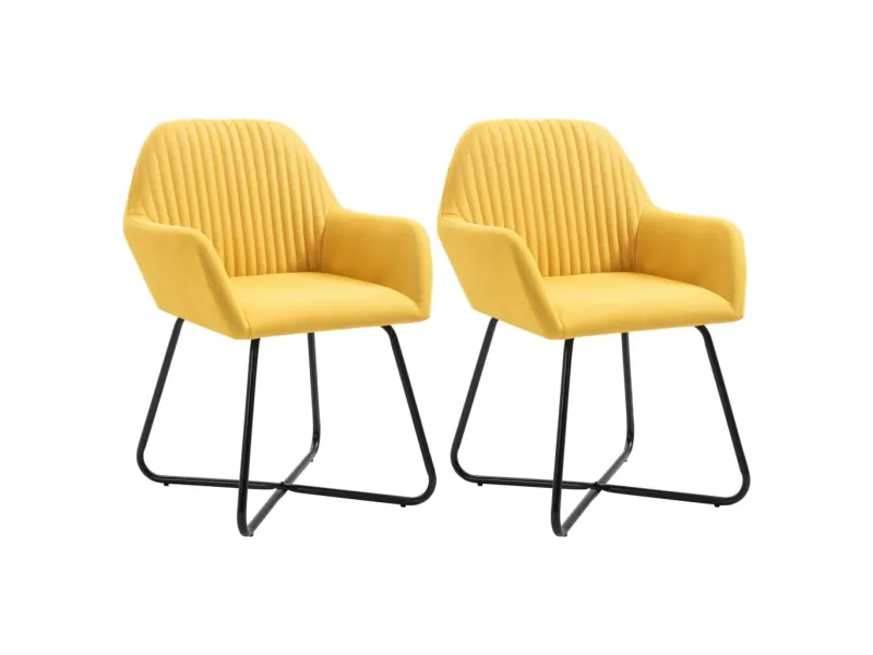 Chaises à manger lot de 2 jaune tissu