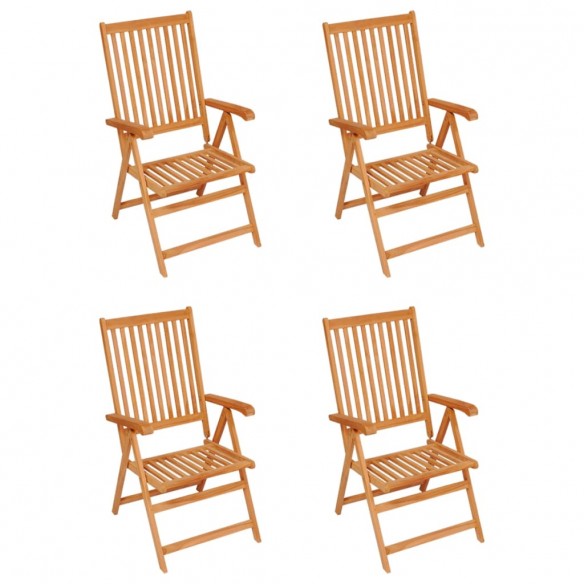 Chaises de jardin 4 pcs avec coussins rouge Bois de teck massif