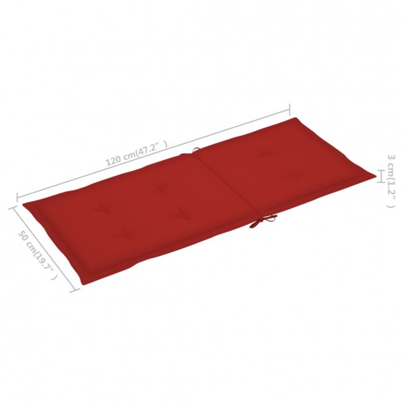 Chaises de jardin 4 pcs avec coussins rouge Bois de teck massif