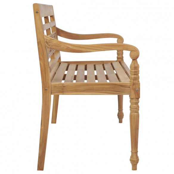 Banc Batavia avec coussin motif de feuilles 120 cm Bois de teck