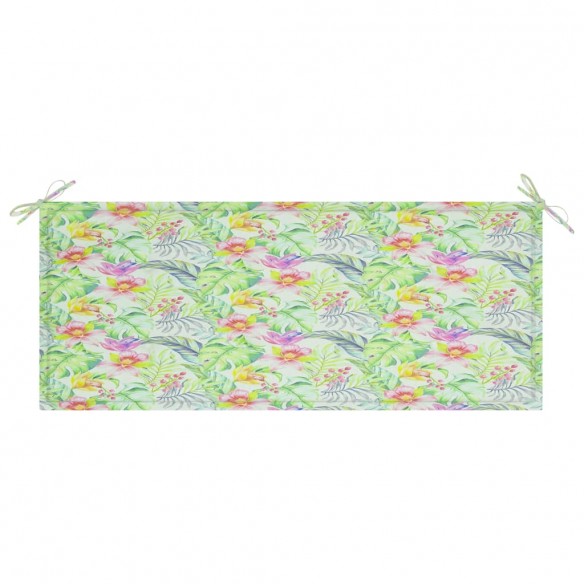 Banc de jardin et coussin à motif de feuilles 120cm Teck massif