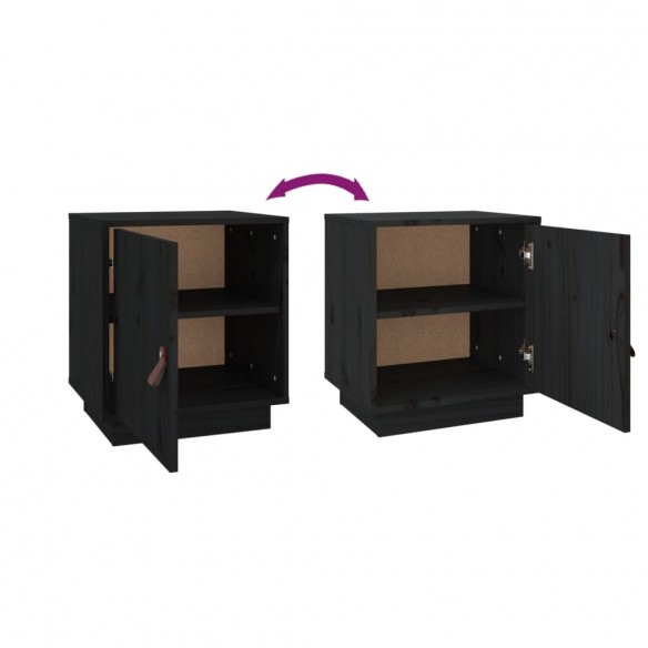 Tables de chevet 2 pcs Noir 40x34x45 cm Bois de pin massif