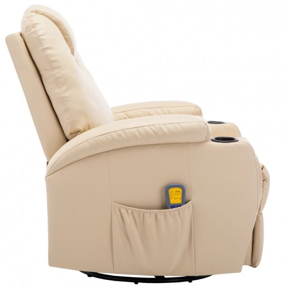 Fauteuil à bascule de massage Crème Similicuir