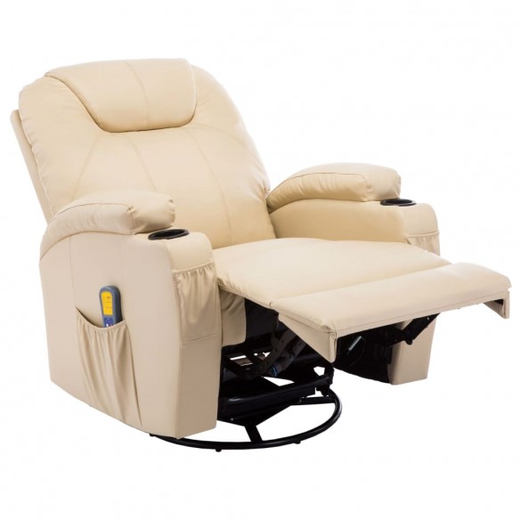 Fauteuil à bascule de massage Crème Similicuir