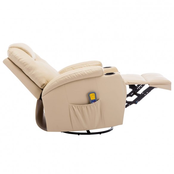 Fauteuil à bascule de massage Crème Similicuir