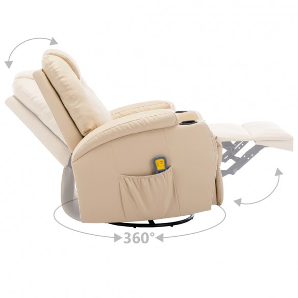 Fauteuil à bascule de massage Crème Similicuir