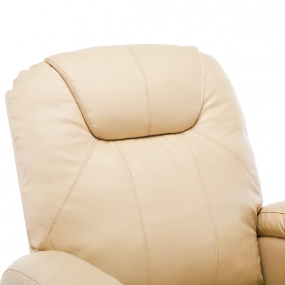 Fauteuil à bascule de massage Crème Similicuir