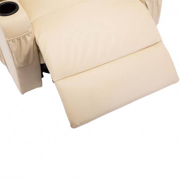 Fauteuil à bascule de massage Crème Similicuir