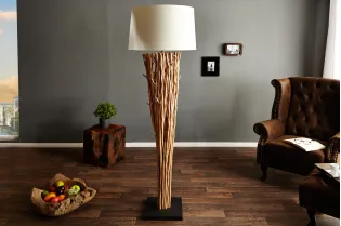 Lampadaire design 175 cm en bois flotté coloris blanc 2