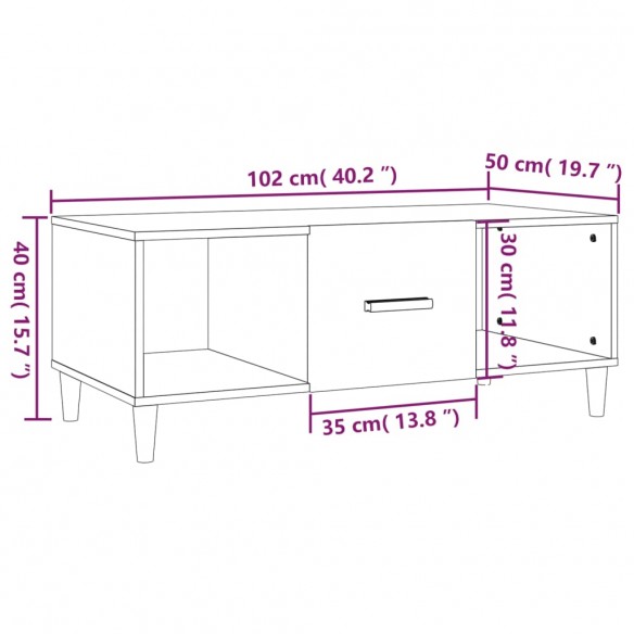 Table basse blanc 102x50x40 cm bois d'ingénierie