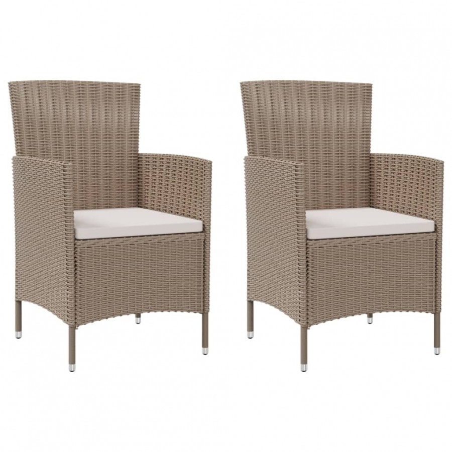 Chaises de jardin avec coussins 2 pcs Résine tressée Beige