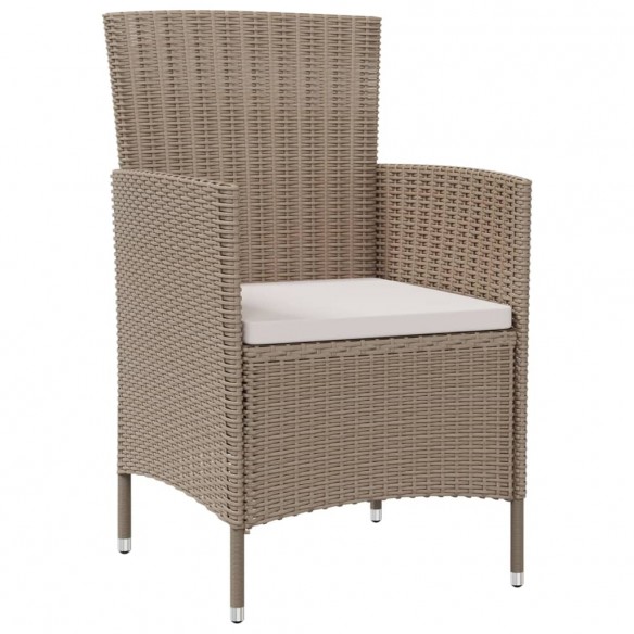 Chaises de jardin avec coussins 2 pcs Résine tressée Beige