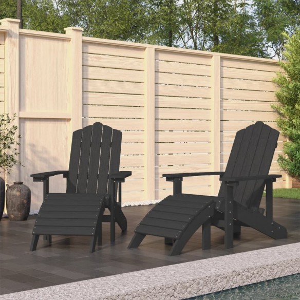 Chaises Adirondack 2 pcs avec repose-pieds PEHD Anthracite